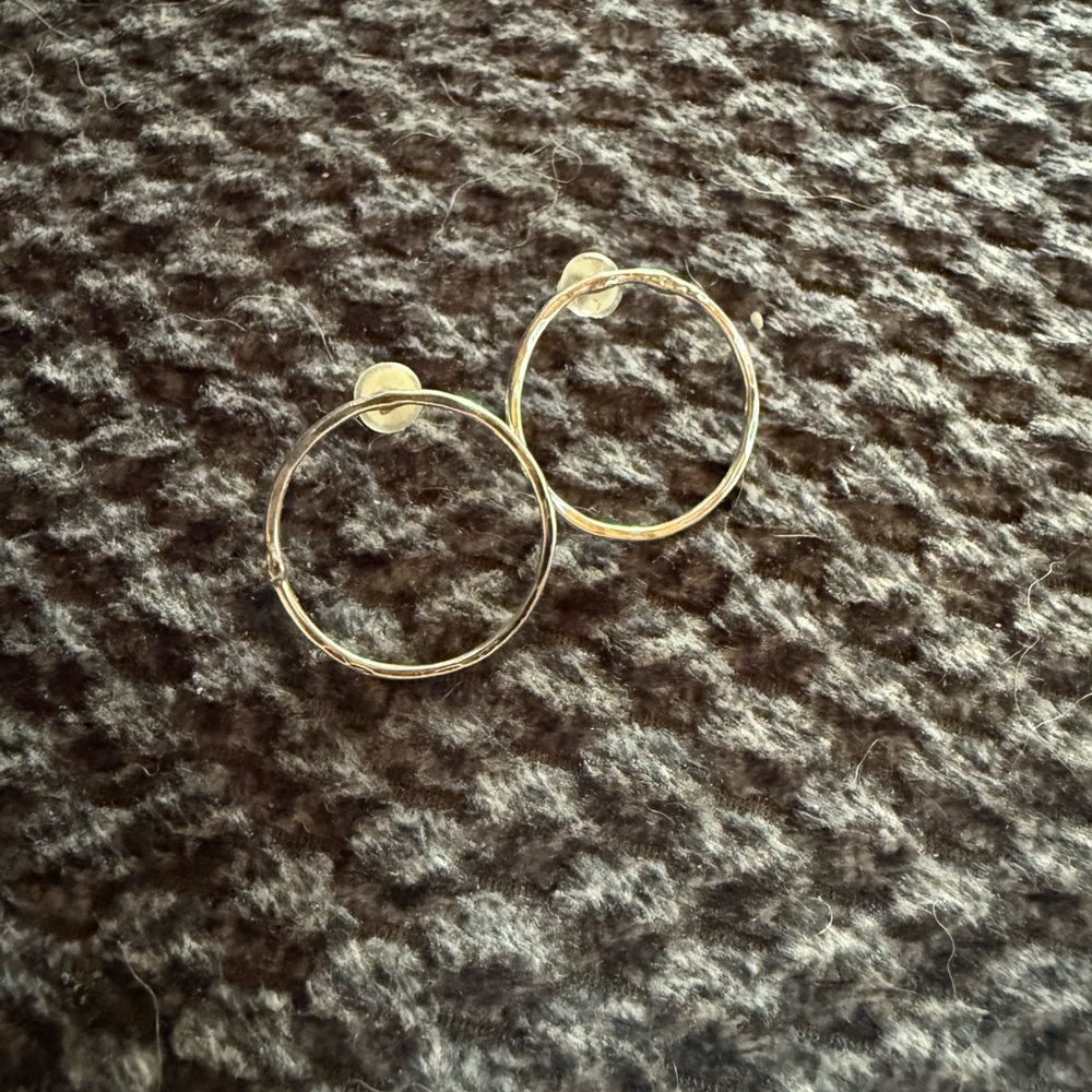 Minimalist Hammered .925 Sterling Silver Hoop Studs Handcrafted USA